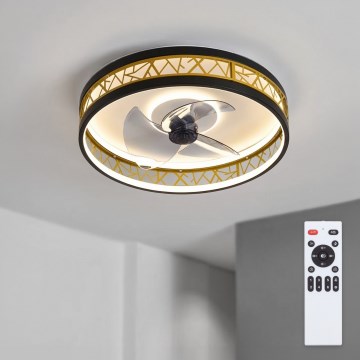 Brilagi - LED prigušivi stropni ventilator LED/34W/230V 3000-6500K, promjer 50 cm, crna/zlatna + daljinski upravljač