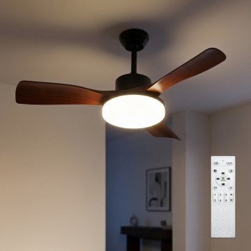 Brilagi - LED prigušivi stropni ventilator LED/34W/230V 3000-6500K Ø 106 cm crna/smeđa + daljinsko upravljanje