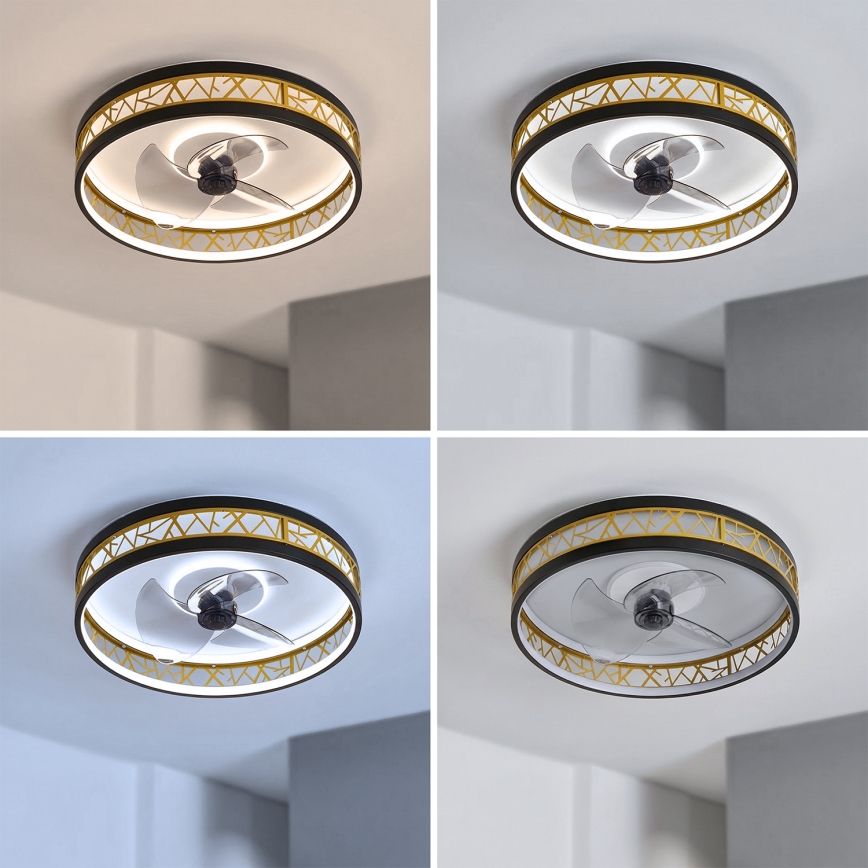 Brilagi - LED prigušivi stropni ventilator LED/34W/230V 3000-6500K, promjer 50 cm, crna/zlatna + daljinski upravljač