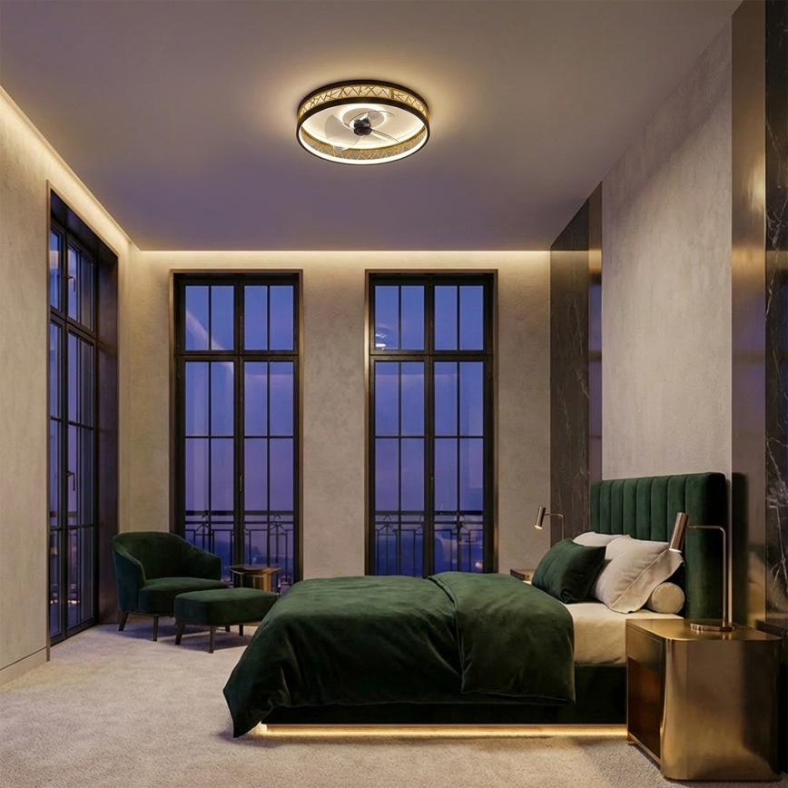 Brilagi - LED prigušivi stropni ventilator LED/34W/230V 3000-6500K, promjer 50 cm, crna/zlatna + daljinski upravljač