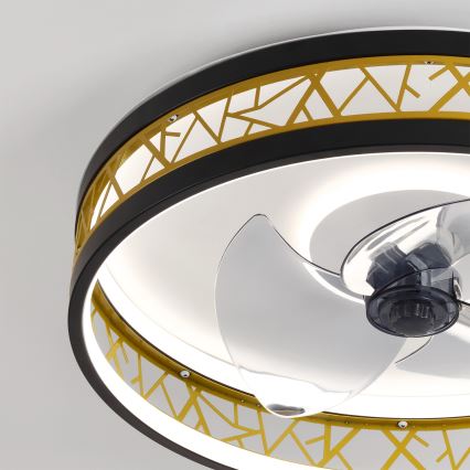 Brilagi - LED prigušivi stropni ventilator LED/34W/230V 3000-6500K, promjer 50 cm, crna/zlatna + daljinski upravljač