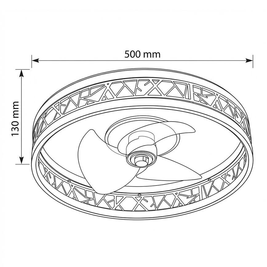Brilagi - LED prigušivi stropni ventilator LED/34W/230V 3000-6500K, promjer 50 cm, crna/zlatna + daljinski upravljač