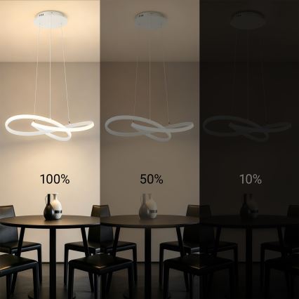 Brilagi - LED prigušivi luster na sajli INFINITY LED/55W/230V 3000-6000K 50x50 cm bijela + daljinski upravljač