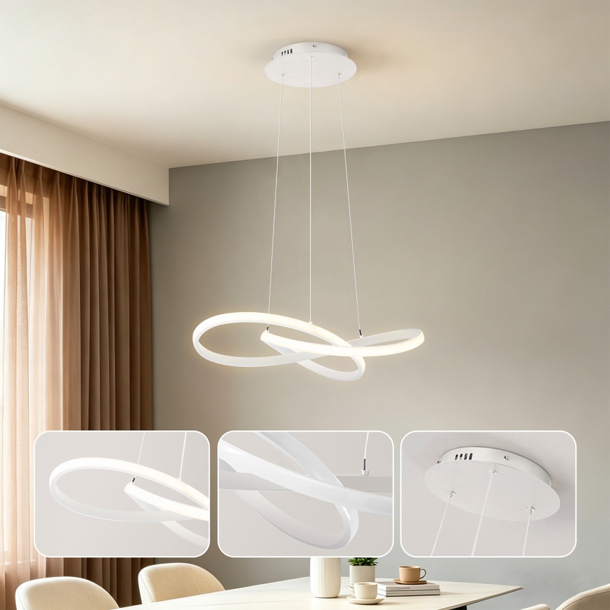 Brilagi - LED prigušivi luster na sajli INFINITY LED/55W/230V 3000-6000K 50x50 cm bijela + daljinski upravljač