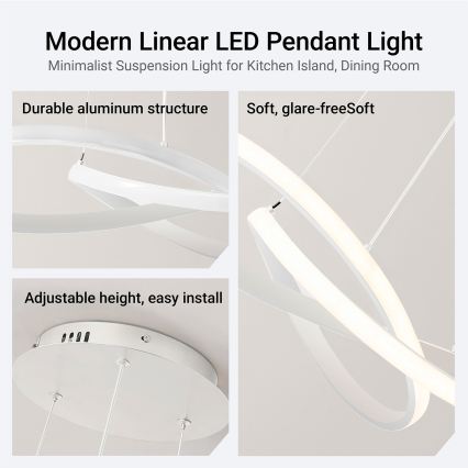 Brilagi - LED prigušivi luster na sajli INFINITY LED/55W/230V 3000-6000K 50x50 cm bijela + daljinski upravljač