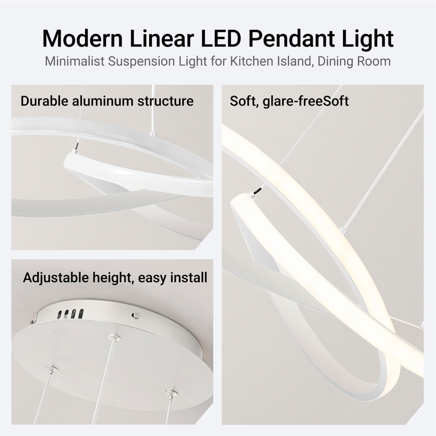 Brilagi - LED prigušivi luster na sajli INFINITY LED/55W/230V 3000-6000K 50x50 cm bijela + daljinski upravljač