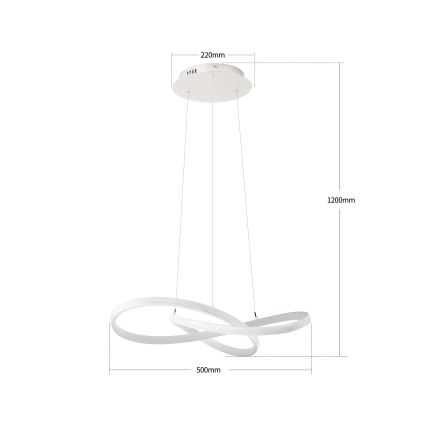 Brilagi - LED prigušivi luster na sajli INFINITY LED/55W/230V 3000-6000K 50x50 cm bijela + daljinski upravljač