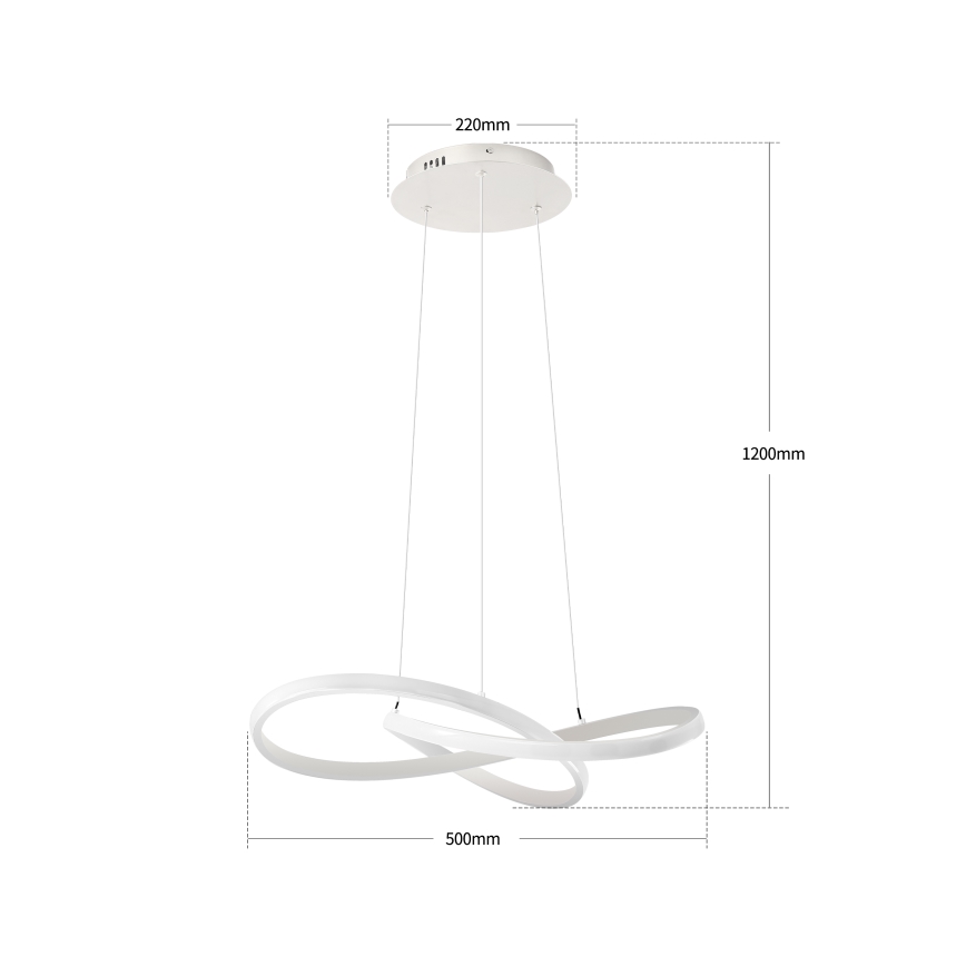 Brilagi - LED prigušivi luster na sajli INFINITY LED/55W/230V 3000-6000K 50x50 cm bijela + daljinski upravljač