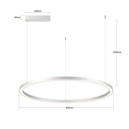 Brilagi - LED luster s mogućnošću dimanja na sajli PORTOFINO LED/60W/230V 3000–6000 K promjer 80 cm srebrna + daljinski upravljač