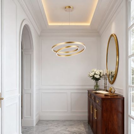 Brilagi - LED prigušivi luster na sajli TWISTER LED/48W/230V 3000-6000K Ø 50 cm zlatna + daljinski upravljač