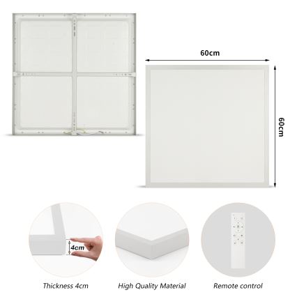 Brilagi - LED prigušivo stropno svjetlo za kupaonicu FRAME SMART LED/50W/230V 60x60 cm 3000-6000K IP44 srebrna + daljinski upravljač