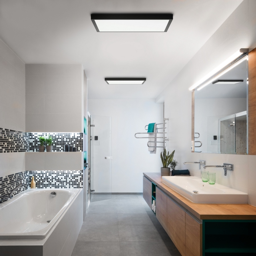 Brilagi - Prigušivo LED kupaonsko stropno svjetlo FRAME SMART LED/50W/230V 60x60 cm 3000-6000K IP44 crno + daljinsko upravljanje