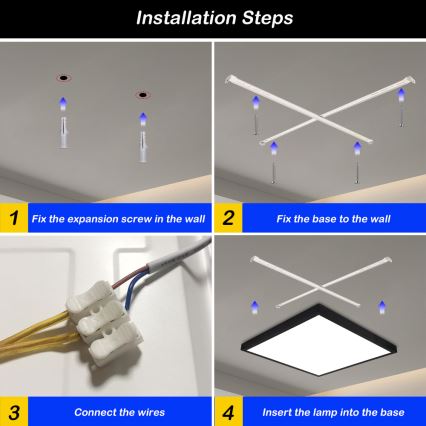 Brilagi - Prigušivo LED kupaonsko stropno svjetlo FRAME SMART LED/50W/230V 60x60 cm 3000-6000K IP44 crno + daljinsko upravljanje