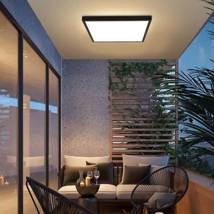 Brilagi - Prigušivo LED kupaonsko stropno svjetlo FRAME SMART LED/50W/230V 60x60 cm 3000-6000K IP44 crno + daljinsko upravljanje