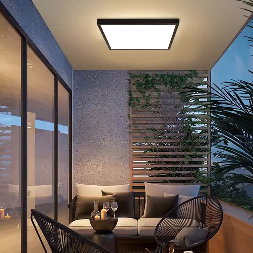 Brilagi - Prigušivo LED kupaonsko stropno svjetlo FRAME SMART LED/50W/230V 60x60 cm 3000-6000K IP44 crno + daljinsko upravljanje