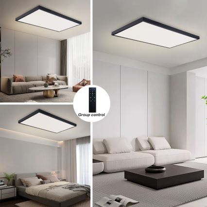 Brilagi - LED prigušivo stropno svjetlo za kupaonicu FRAME SMART LED/96W/230V 120x60 cm 3000-6000K IP44 crna + daljinski upravljač