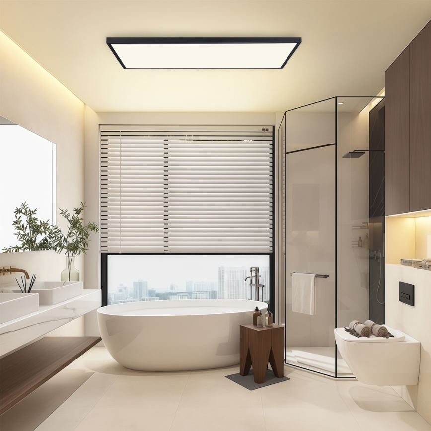 Brilagi - LED prigušivo stropno svjetlo za kupaonicu FRAME SMART LED/96W/230V 120x60 cm 3000-6000K IP44 crna + daljinski upravljač