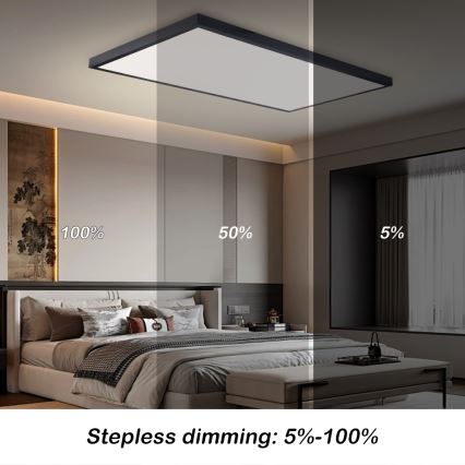 Brilagi - LED prigušivo stropno svjetlo za kupaonicu FRAME SMART LED/96W/230V 120x60 cm 3000-6000K IP44 crna + daljinski upravljač