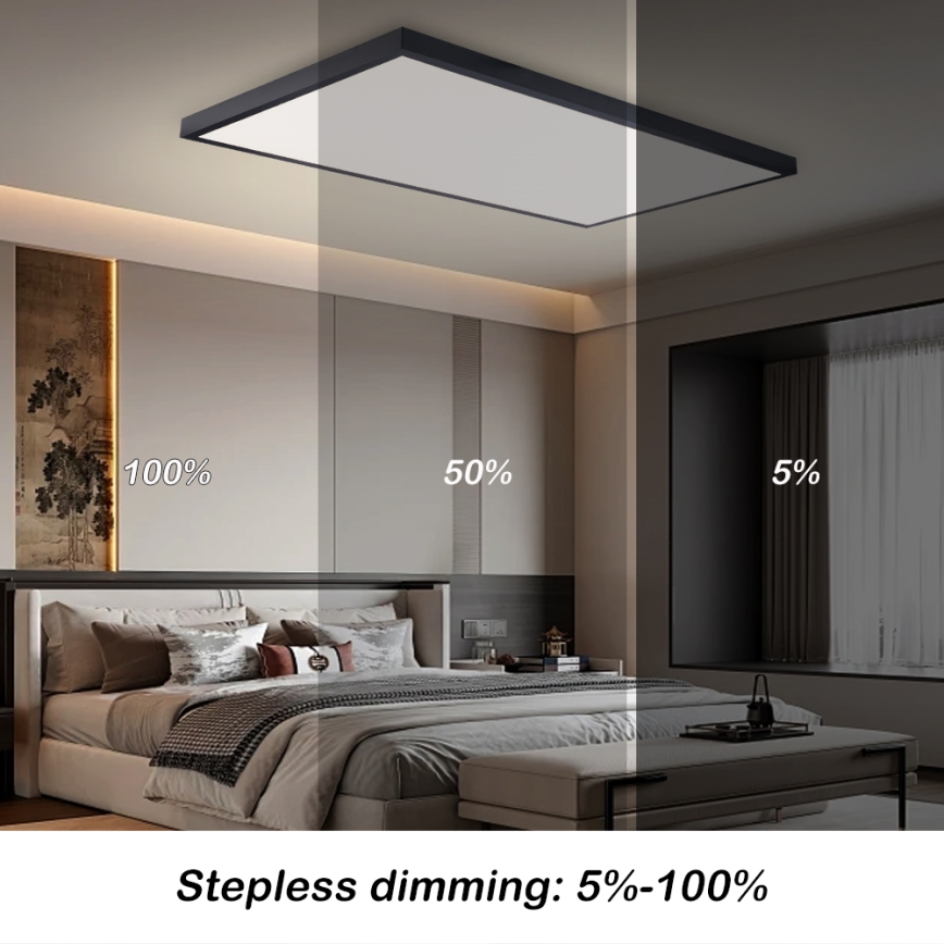 Brilagi - LED prigušivo stropno svjetlo za kupaonicu FRAME SMART LED/96W/230V 120x60 cm 3000-6000K IP44 crna + daljinski upravljač