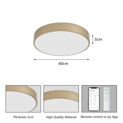 Brilagi - prigušiva stropna LED svjetiljka POOL SMART LED/48W/230V 3000-6000K promjer 40 cm Wi-Fi Tuya zlatna + daljinski upravljač