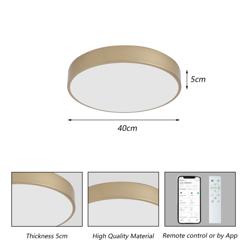 Brilagi - prigušiva stropna LED svjetiljka POOL SMART LED/48W/230V 3000-6000K promjer 40 cm Wi-Fi Tuya zlatna + daljinski upravljač