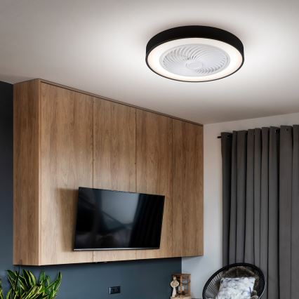 Brilagi - LED prigušivo stropno svjetlo s ventilatorom LED/30W/230V 3000-6500K Ø 50 cm crno + daljinski upravljač