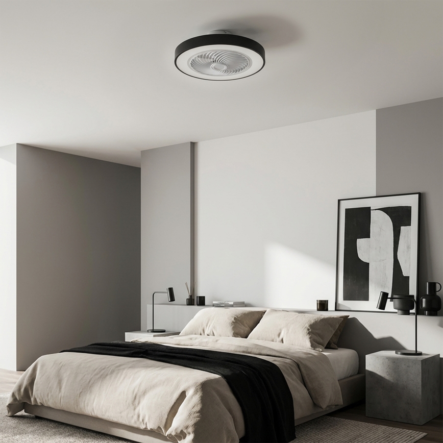 Brilagi - LED prigušivo stropno svjetlo s ventilatorom LED/30W/230V 3000-6500K Ø 50 cm crno + daljinski upravljač