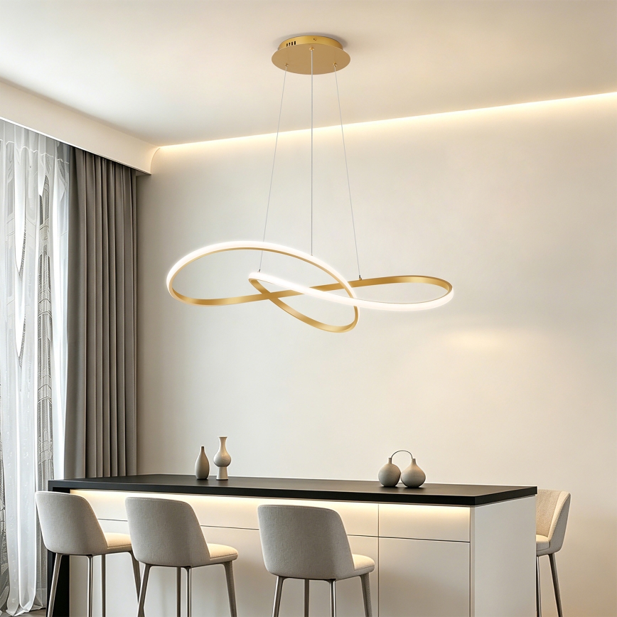 Brilagi - Prigušivi LED luster na sajli INFINITY LED/80W/230V 3000-6000K 80x80 cm zlatna + daljinski upravljač