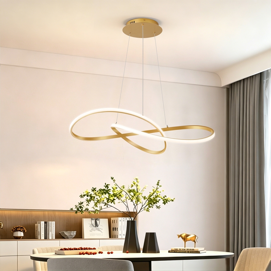 Brilagi - Prigušivi LED luster na sajli INFINITY LED/80W/230V 3000-6000K 80x80 cm zlatna + daljinski upravljač