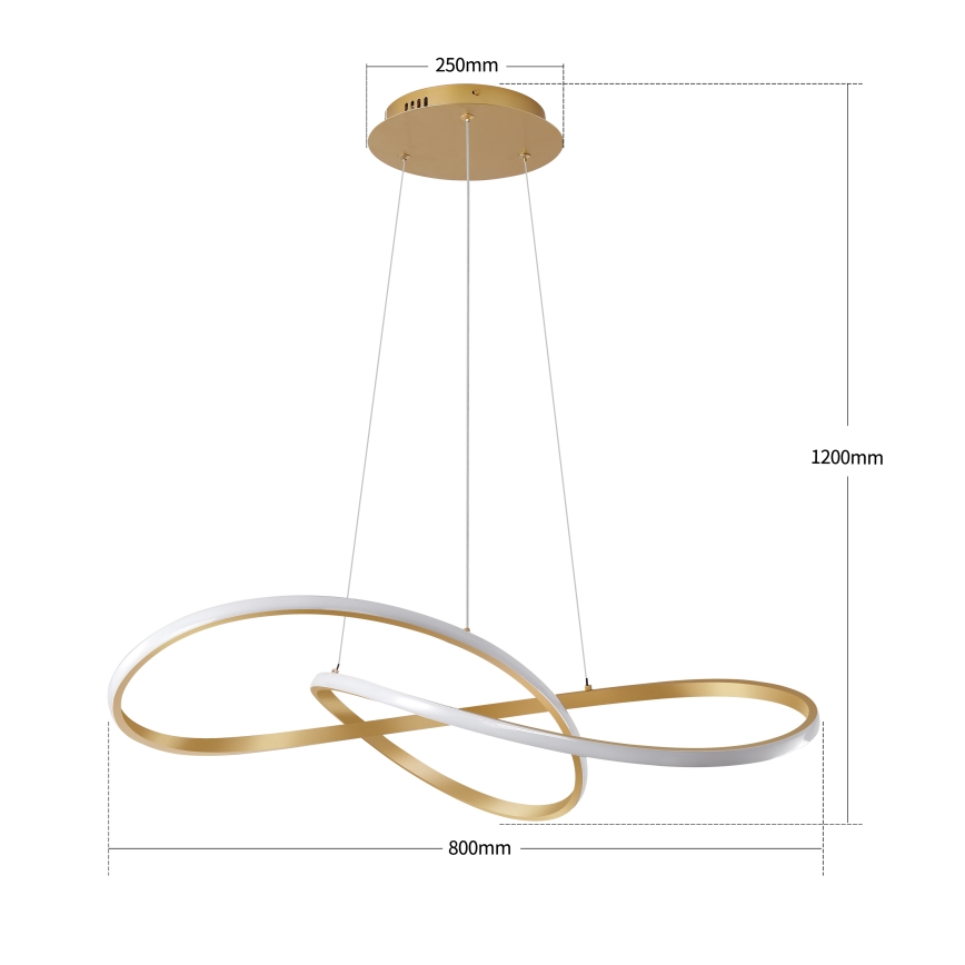 Brilagi - Prigušivi LED luster na sajli INFINITY LED/80W/230V 3000-6000K 80x80 cm zlatna + daljinski upravljač