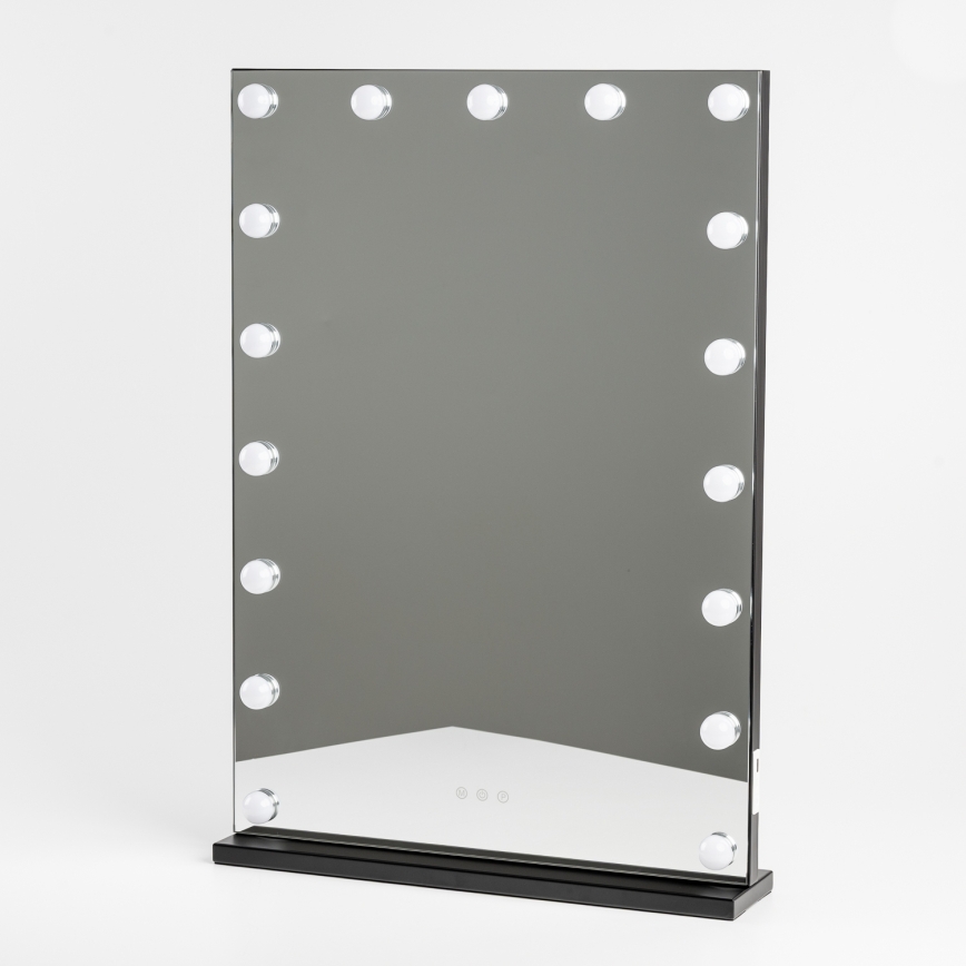 BRILAGI - LED ogledalo za šminkanje s prigušivanjem HOLLYWOOD LED/15W/230V CCT + 2x USB 55x77 cm crna