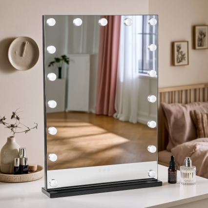BRILAGI - LED ogledalo za šminkanje s prigušivanjem HOLLYWOOD LED/15W/230V CCT + 2x USB 55x77 cm crna