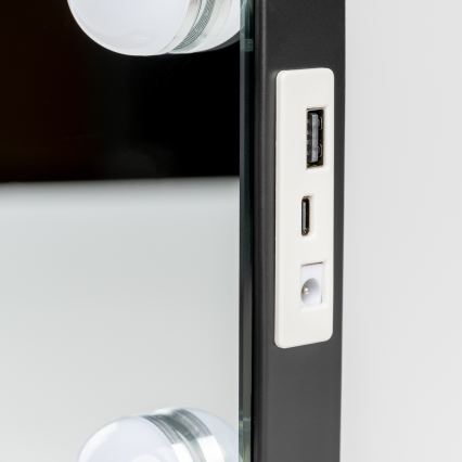 BRILAGI - LED ogledalo za šminkanje s prigušivanjem HOLLYWOOD LED/15W/230V CCT + 2x USB 55x77 cm crna