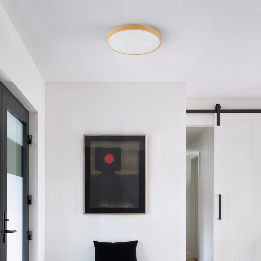 Brilagi - Prigušivo LED stropno svjetlo GLASS POOL DOUBLE LED/48W/230V 3000-6000K 40 cm dekor drva + daljinsko upravljanje