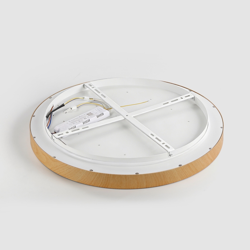 Brilagi - Prigušivo LED stropno svjetlo GLASS POOL DOUBLE LED/48W/230V 3000-6000K 40 cm dekor drva + daljinsko upravljanje