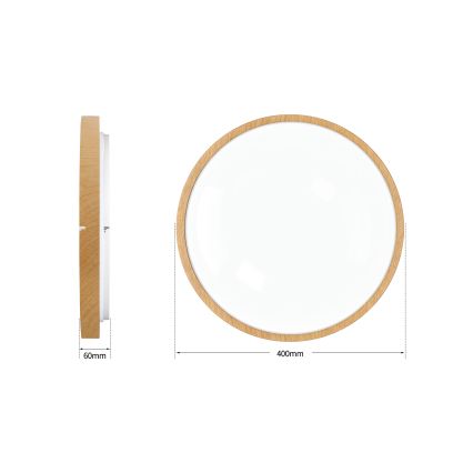 Brilagi - Prigušivo LED stropno svjetlo GLASS POOL DOUBLE LED/48W/230V 3000-6000K 40 cm dekor drva + daljinsko upravljanje