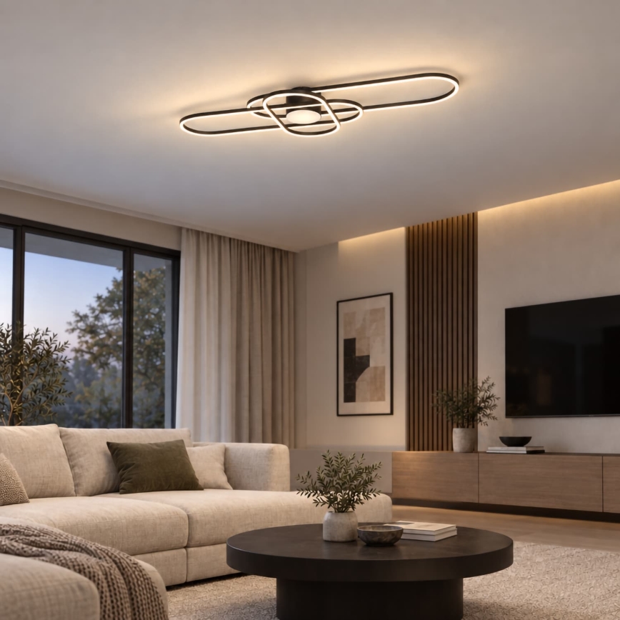 BRILAGI - LED stropna svjetiljka s prigušivanjem APOLLO LED/58W/230V 3000-6500K 43,2x101,2 cm crna + daljinski upravljač