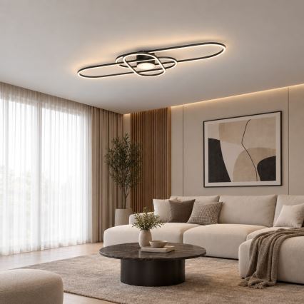 BRILAGI - LED stropna svjetiljka s prigušivanjem APOLLO LED/58W/230V 3000-6500K 43,2x101,2 cm crna + daljinski upravljač