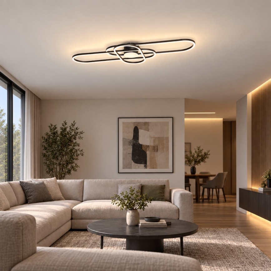 BRILAGI - LED stropna svjetiljka s prigušivanjem APOLLO LED/58W/230V 3000-6500K 43,2x101,2 cm crna + daljinski upravljač