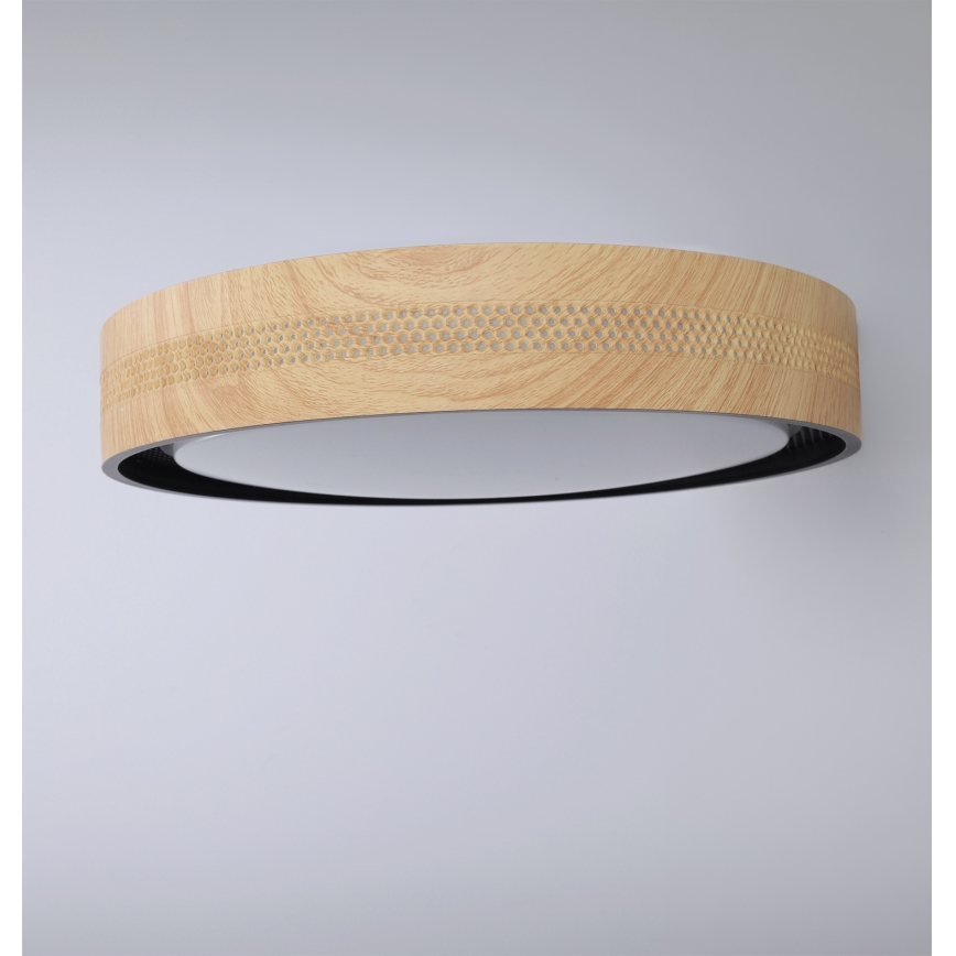 Brilagi - LED prigušivo stropno svjetlo COCI LED/48W/230V 3000-6500K Ø 39 cm drveni dekor/crna + daljinski upravljač