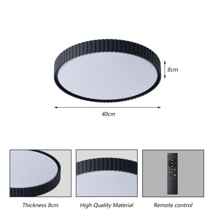 Brilagi - LED stropna svjetiljka s prigušivanjem CORVO LED/54W/230V 3000-6000K crna Ø 40 cm + daljinski upravljač