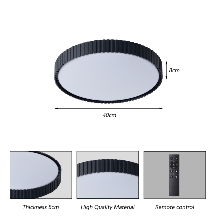 Brilagi - LED stropna svjetiljka s prigušivanjem CORVO LED/54W/230V 3000-6000K crna Ø 40 cm + daljinski upravljač