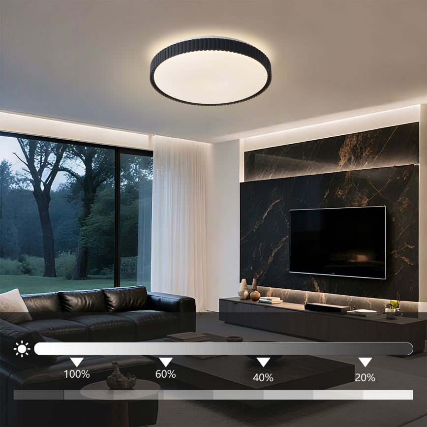 Brilagi - LED stropno svjetlo CORVO, s mogućnošću prigušivanja, LED/72W/230V, 3000-6000K, crno, Ø 50 cm + daljinski upravljač