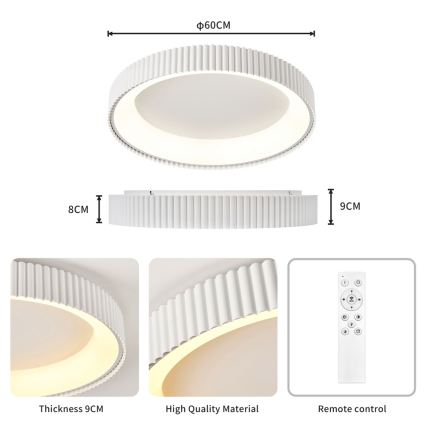 BRILAGI - LED prigušivo stropno svjetlo FALCON MODERN LED/54W/230V 3000-6000K Ø 60 cm bijela + daljinski upravljač