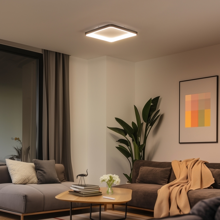 Brilagi - LED prigušivo stropno svjetlo FALCON SLIM LED/50W/230V 3000-6500K 50x50 cm crno + daljinski upravljač