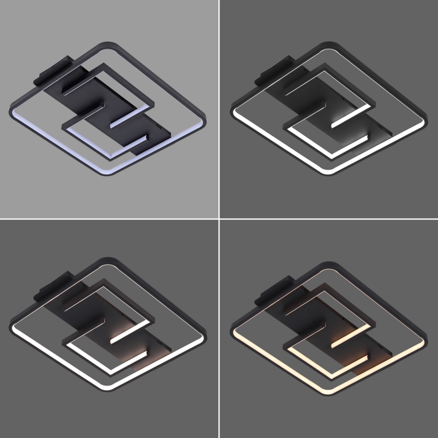 Brilagi - prigušivo LED stropno svjetlo FLARE LED/34W/230V 3000-6000K 48x48 cm crno + daljinski upravljač