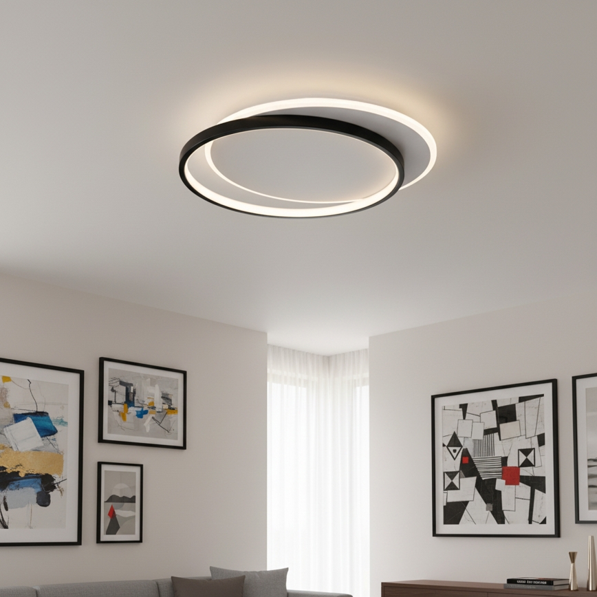 Brilagi - LED stropna svjetiljka s prigušivanjem FLARE LED/48W/230V 3000-6000K 39,5x45 cm bijela/crna + daljinski upravljač