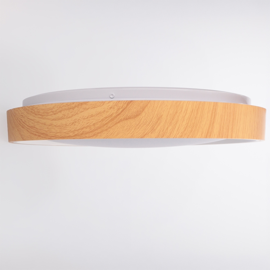Brilagi - Prigušivo LED stropno svjetlo FLOCO LED 48 W / 230 V, promjer 40 cm, drveni dekor/bijelo + daljinski upravljač