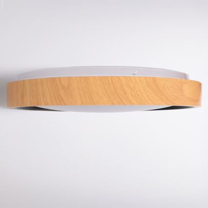 Brilagi - LED prigušiva stropna svjetiljka FLOCO LED/48W/230V 3000-6500K Ø 40 cm drveni dekor/crna + daljinsko upravljanje
