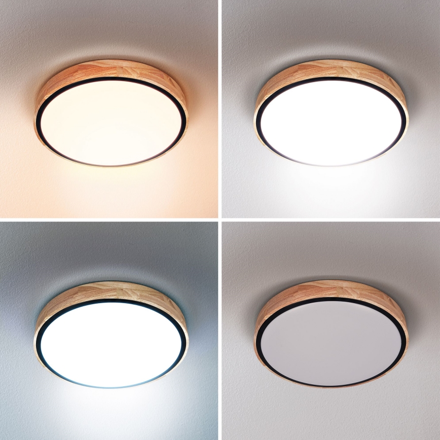 Brilagi - GLORIA prigušiva stropna LED svjetiljka 48W/230V 3000-6500K hrast Ø 40 cm + daljinski upravljač